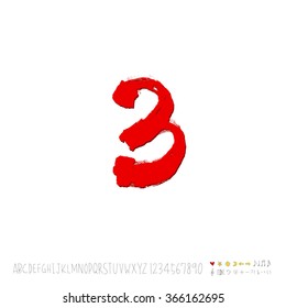 Hand drawn alphabet & number - vector