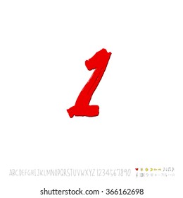Hand drawn alphabet & number - vector