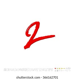 Hand drawn alphabet & number - vector