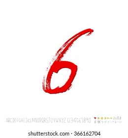 Hand drawn alphabet & number - vector