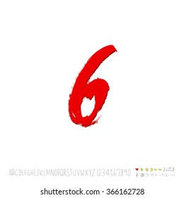 Hand drawn alphabet & number - vector