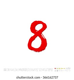 Hand drawn alphabet & number - vector