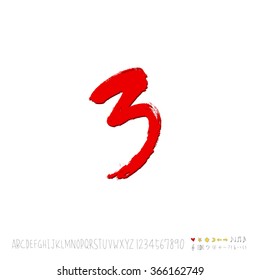 Hand drawn alphabet & number - vector