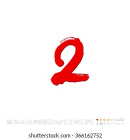 Hand drawn alphabet & number - vector