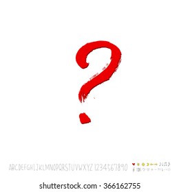 Hand drawn alphabet & number - vector