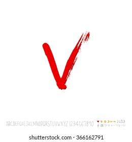 Hand drawn alphabet & number - vector