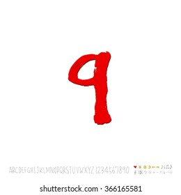 Hand drawn alphabet & number - vector
