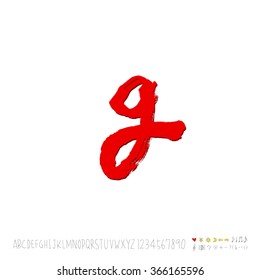 Hand drawn alphabet & number - vector