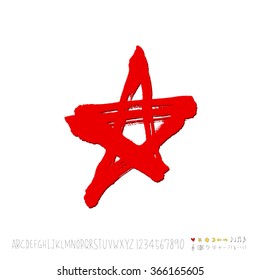 Hand drawn alphabet & number - vector