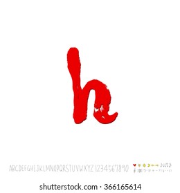 Hand drawn alphabet & number - vector