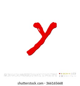 Hand drawn alphabet & number - vector