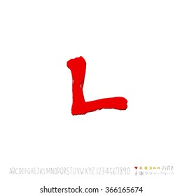 Hand drawn alphabet & number - vector