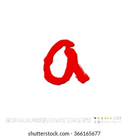 Hand drawn alphabet & number - vector