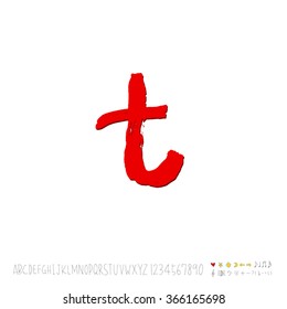 Hand drawn alphabet & number - vector