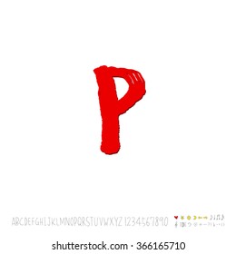 Hand drawn alphabet & number - vector
