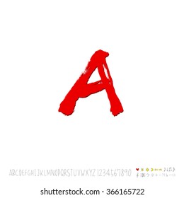 Hand drawn alphabet & number - vector