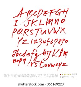 Hand drawn alphabet & number - vector
