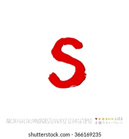 Hand drawn alphabet & number - vector