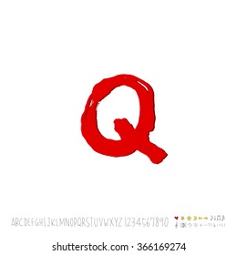 Hand drawn alphabet & number - vector