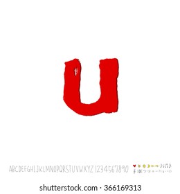 Hand drawn alphabet & number - vector