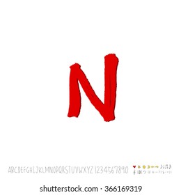 Hand drawn alphabet & number - vector