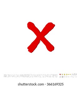 Hand drawn alphabet & number - vector