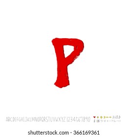 Hand drawn alphabet & number - vector
