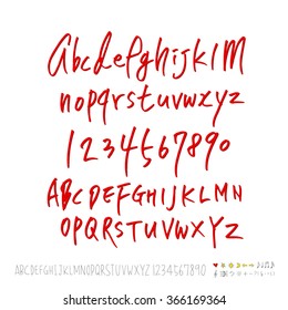 Hand drawn alphabet & number - vector