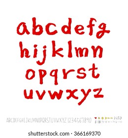 Hand drawn alphabet & number - vector