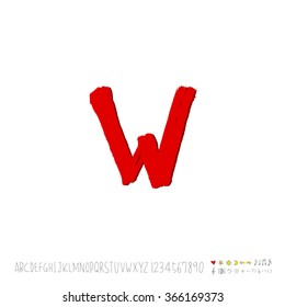 Hand drawn alphabet & number - vector
