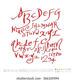 Hand drawn alphabet & number - vector