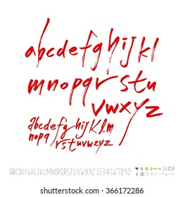 Hand drawn alphabet & number - vector
