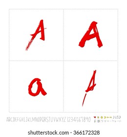 Hand drawn alphabet & number - vector