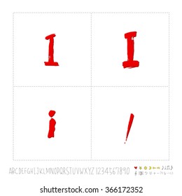 Hand drawn alphabet & number - vector