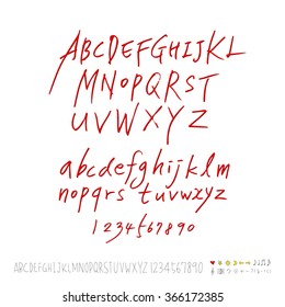 Hand drawn alphabet & number - vector