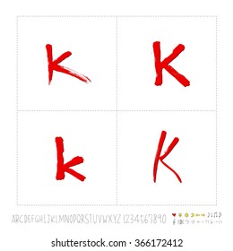Hand drawn alphabet & number - vector