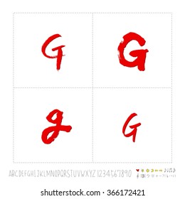 Hand drawn alphabet & number - vector