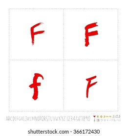 Hand drawn alphabet & number - vector