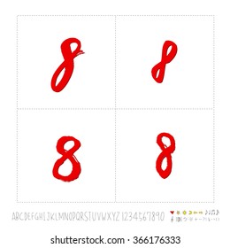 Hand drawn alphabet & number - vector