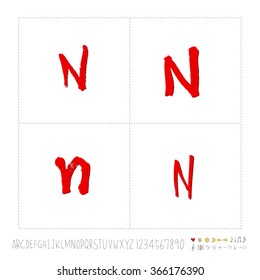 Hand drawn alphabet & number - vector