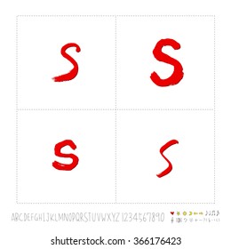 Hand drawn alphabet & number - vector