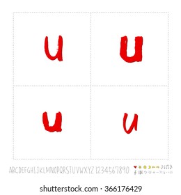Hand drawn alphabet & number - vector
