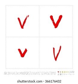 Hand drawn alphabet & number - vector