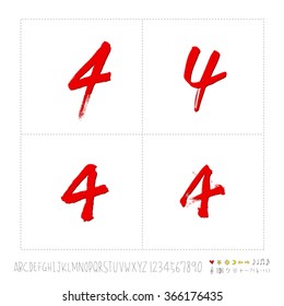 Hand drawn alphabet & number - vector