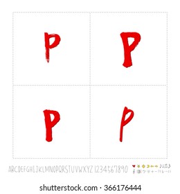 Hand drawn alphabet & number - vector