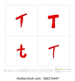 Hand drawn alphabet & number - vector