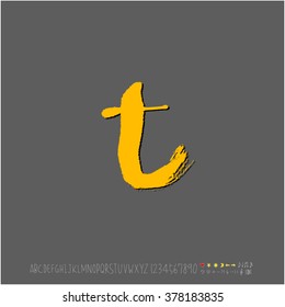 Hand drawn alphabet & number - vector