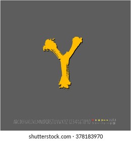 Hand drawn alphabet & number - vector