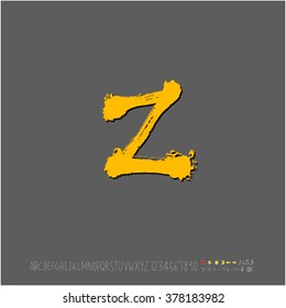 Hand drawn alphabet & number - vector