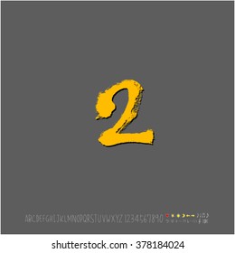 Hand drawn alphabet & number - vector